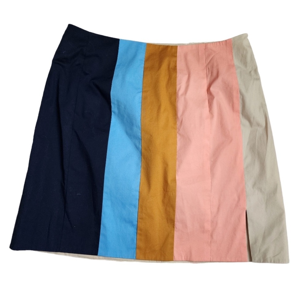 STAUD Blue Wells Striped Cotton-poplin High Waisted Mini skirt size 8
